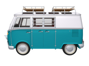 VW Camping Bus Cartoon Modelo 3D