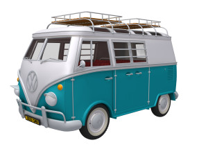 VW Camping Bus Cartoon Modelo 3D