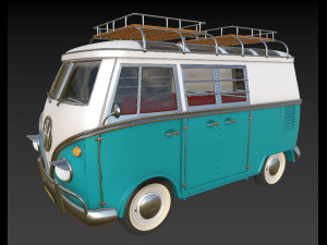 VW Camping Bus Cartoon Modelo 3D