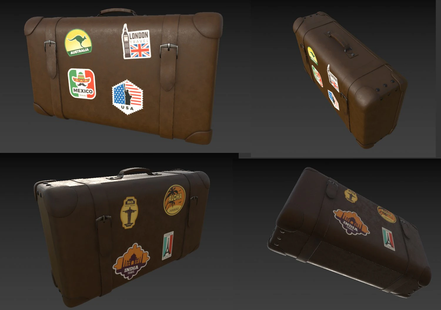 Travel bag cartoon 3D Model .c4d .max .obj .3ds .fbx .stl .blend 