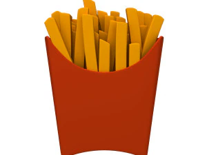 French fries cartoon 3D Model