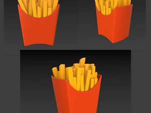 French fries cartoon 3D Model