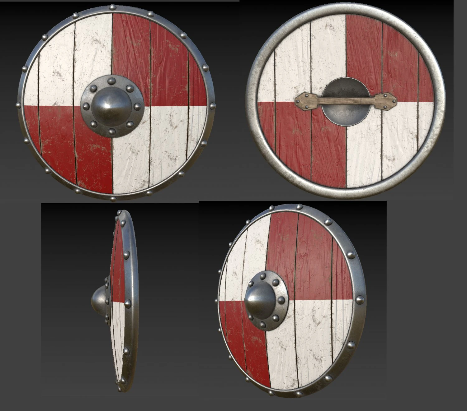 Viking kalkanı 02 3D Model .c4d .max .obj .3ds .fbx .stl .blend 