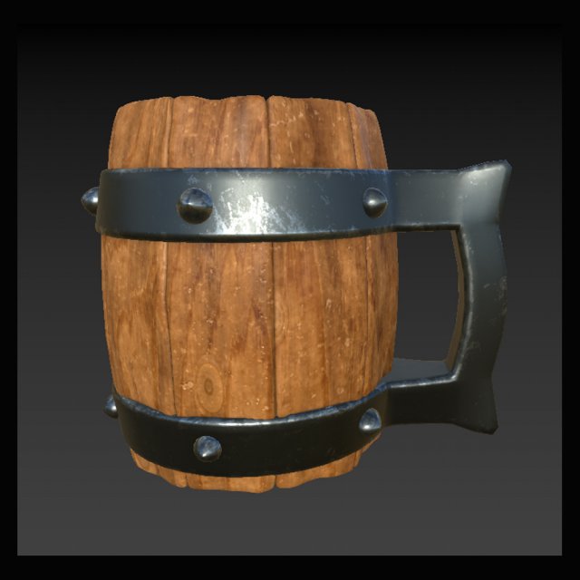 Medieval Wooden Mug Cartoon 3D Модель .c4d .max .obj .3ds .fbx .stl .blend 