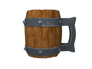 Medieval Wooden Mug Cartoon 3D Модель