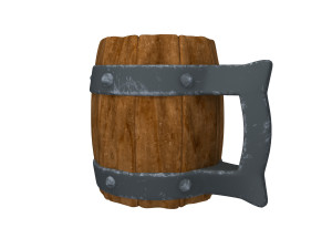 Medieval Wooden Mug Cartoon 3D Модель