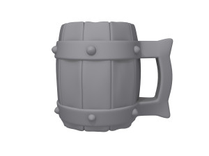 Medieval Wooden Mug Cartoon 3D Модель