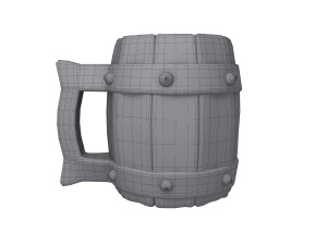 Medieval Wooden Mug Cartoon 3D Модель