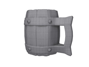 Medieval Wooden Mug Cartoon 3D Модель