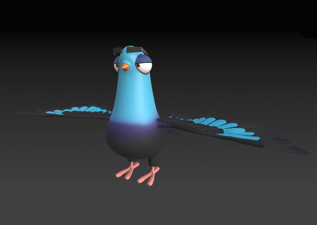 Pigeon cartoon 3Dモデル .c4d .max .obj .3ds .fbx .stl .blend 