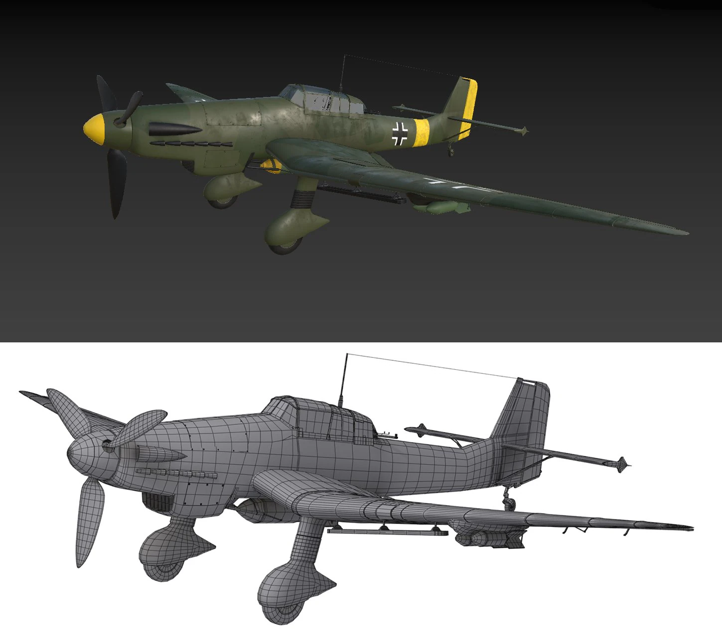 WW2 German Aircraft 3D Model .c4d .max .obj .3ds .fbx .stl .blend 