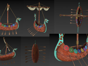 Viking ship cartoon 3D Model