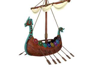 Viking ship cartoon 3D Model