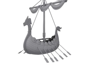 Viking ship cartoon 3D Model