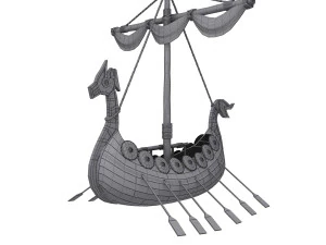Viking ship cartoon 3D Model