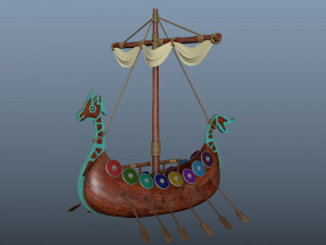 Viking ship cartoon 3D Model