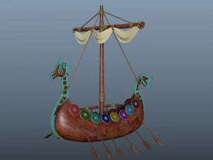Viking ship cartoon 3D Model