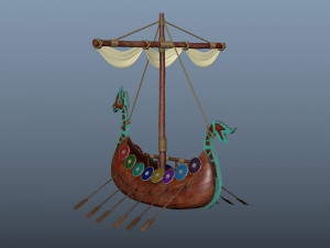 Viking ship cartoon 3D Model