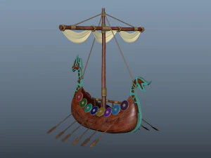 Viking ship cartoon 3D Model