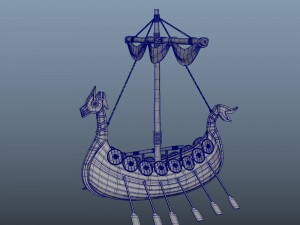 Viking ship cartoon 3D Model