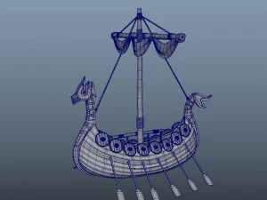 Viking ship cartoon 3D Model