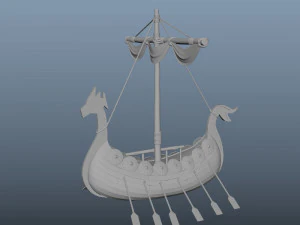 Viking ship cartoon 3D Model