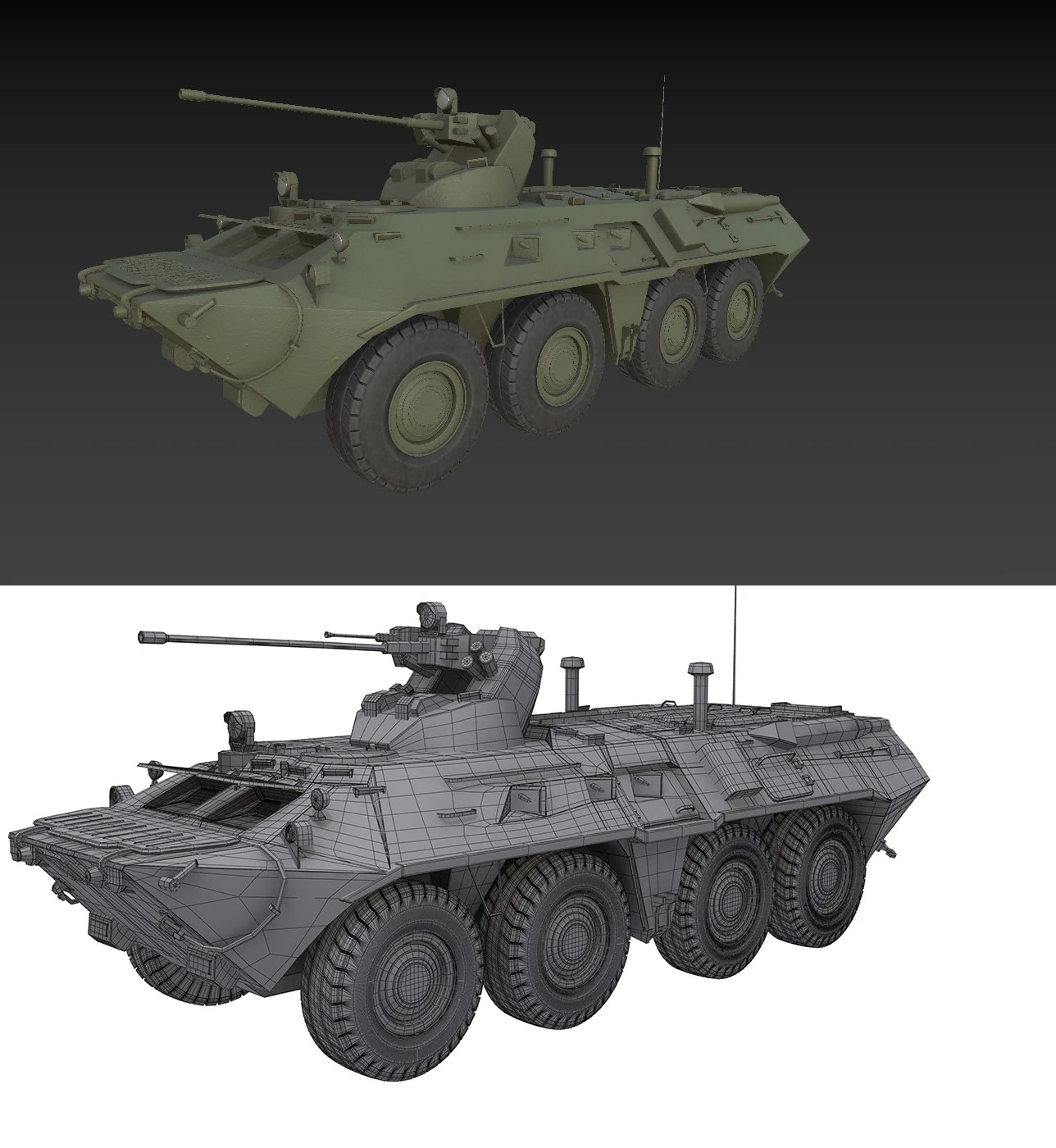 Soviet armoured personnel carrier 3D Model .c4d .max .obj .3ds .fbx .stl .blend