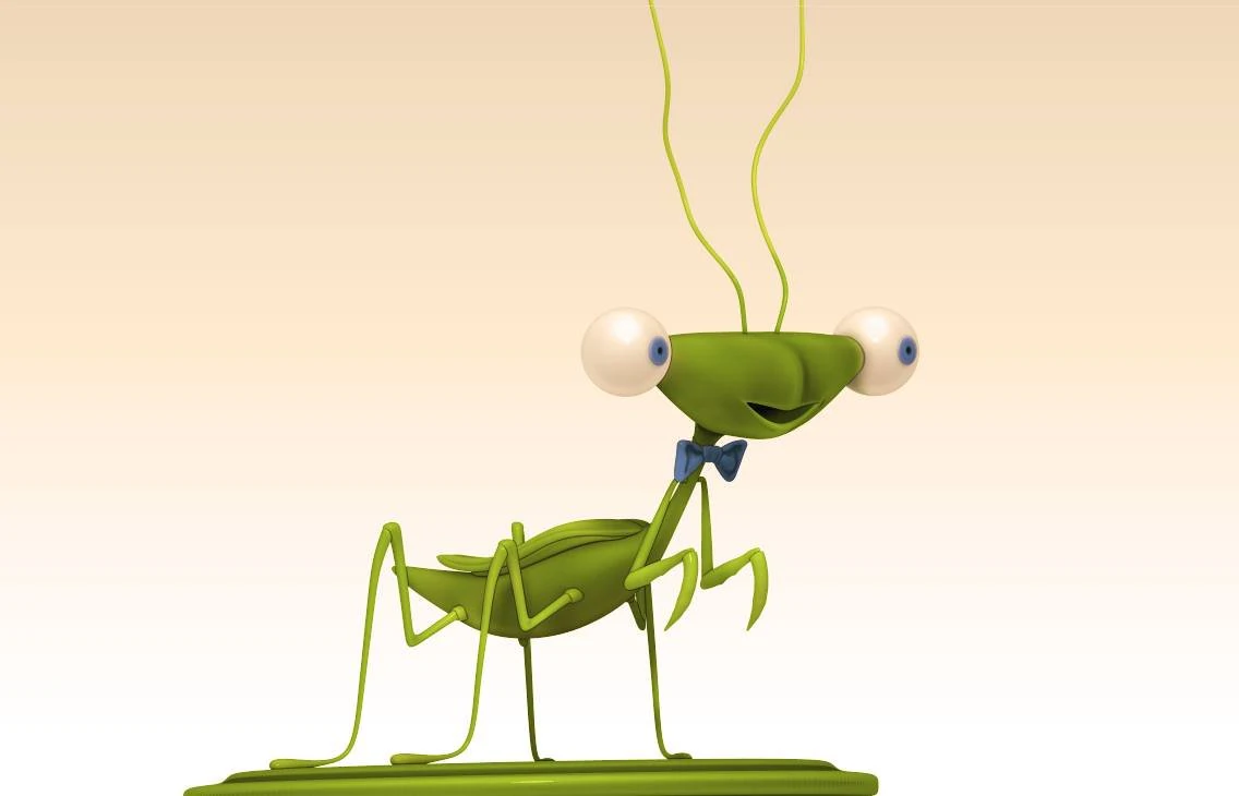 Praying Mantis Cartoon 02 3D Model .c4d .max .obj .3ds .fbx .stl .blend 