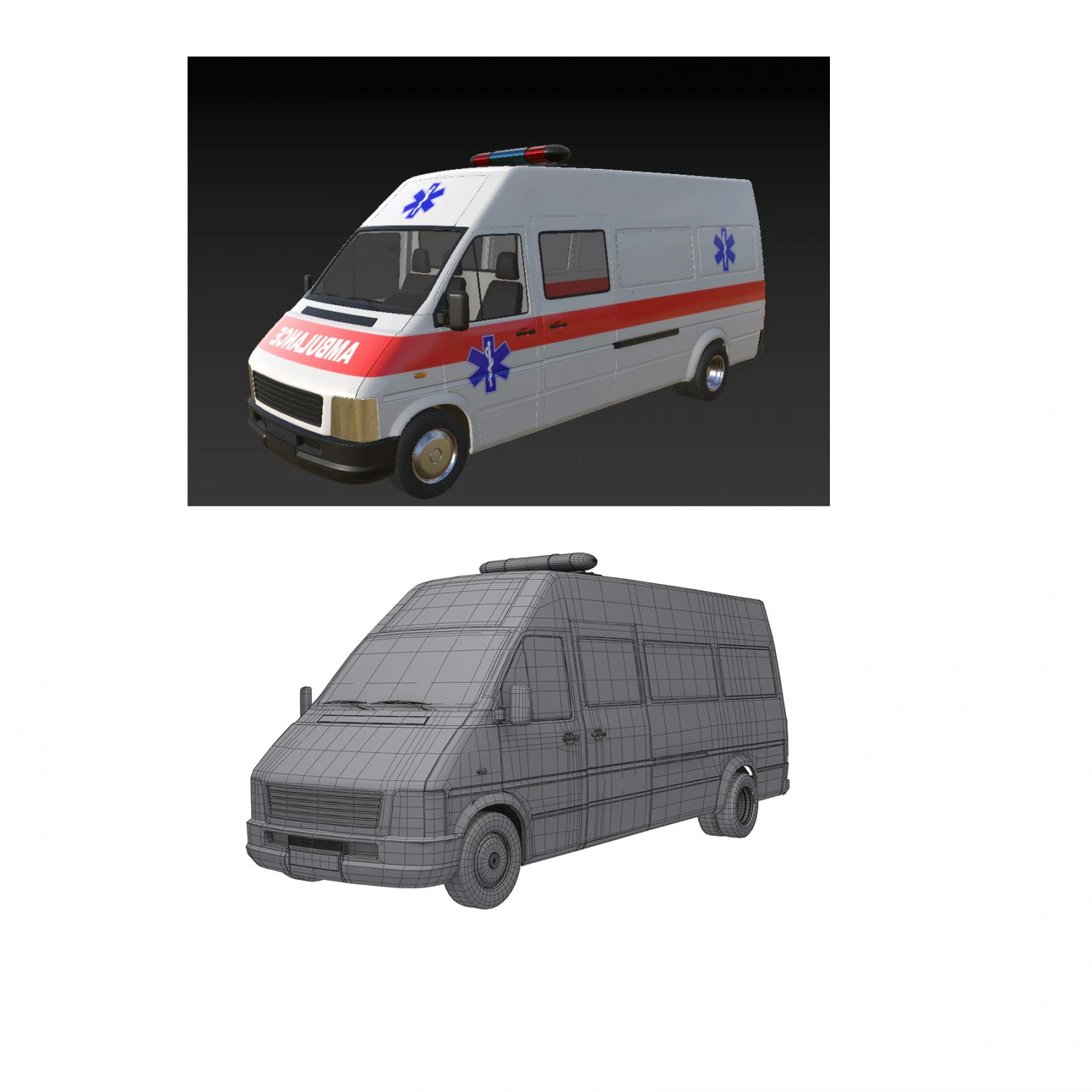 Ambulance Equipped Emergency Vehicle 3D Model .c4d .max .obj .3ds .fbx .stl .blend 
