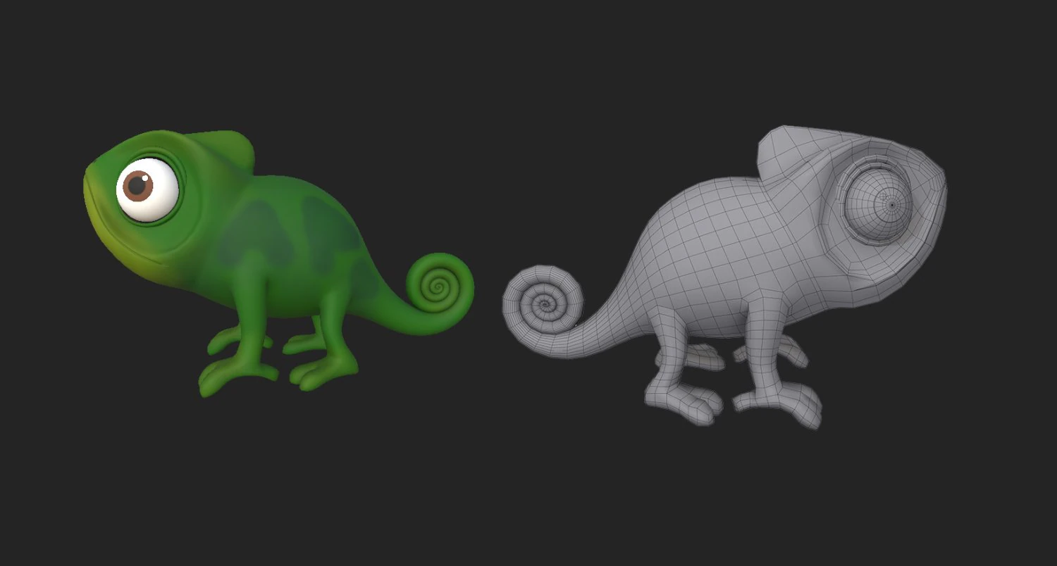 Chameleon Cartoon 02 3D Model .c4d .max .obj .3ds .fbx .stl .blend 