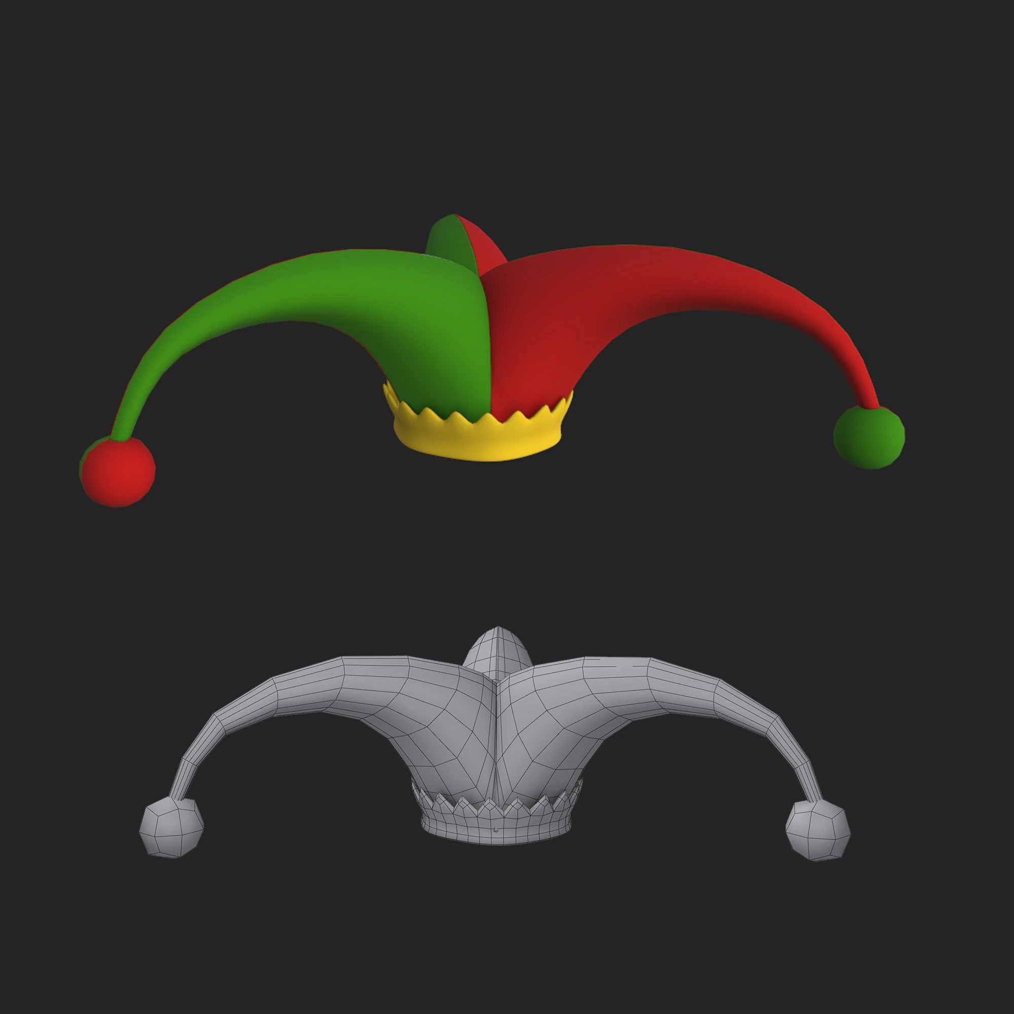Jester hat 3D Model .c4d .max .obj .3ds .fbx .stl .blend 