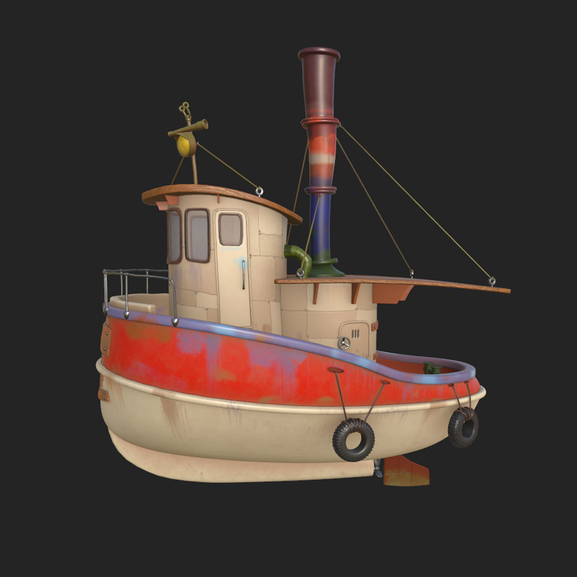 Ship cartoon 01 3D Model .c4d .max .obj .3ds .fbx .stl .blend