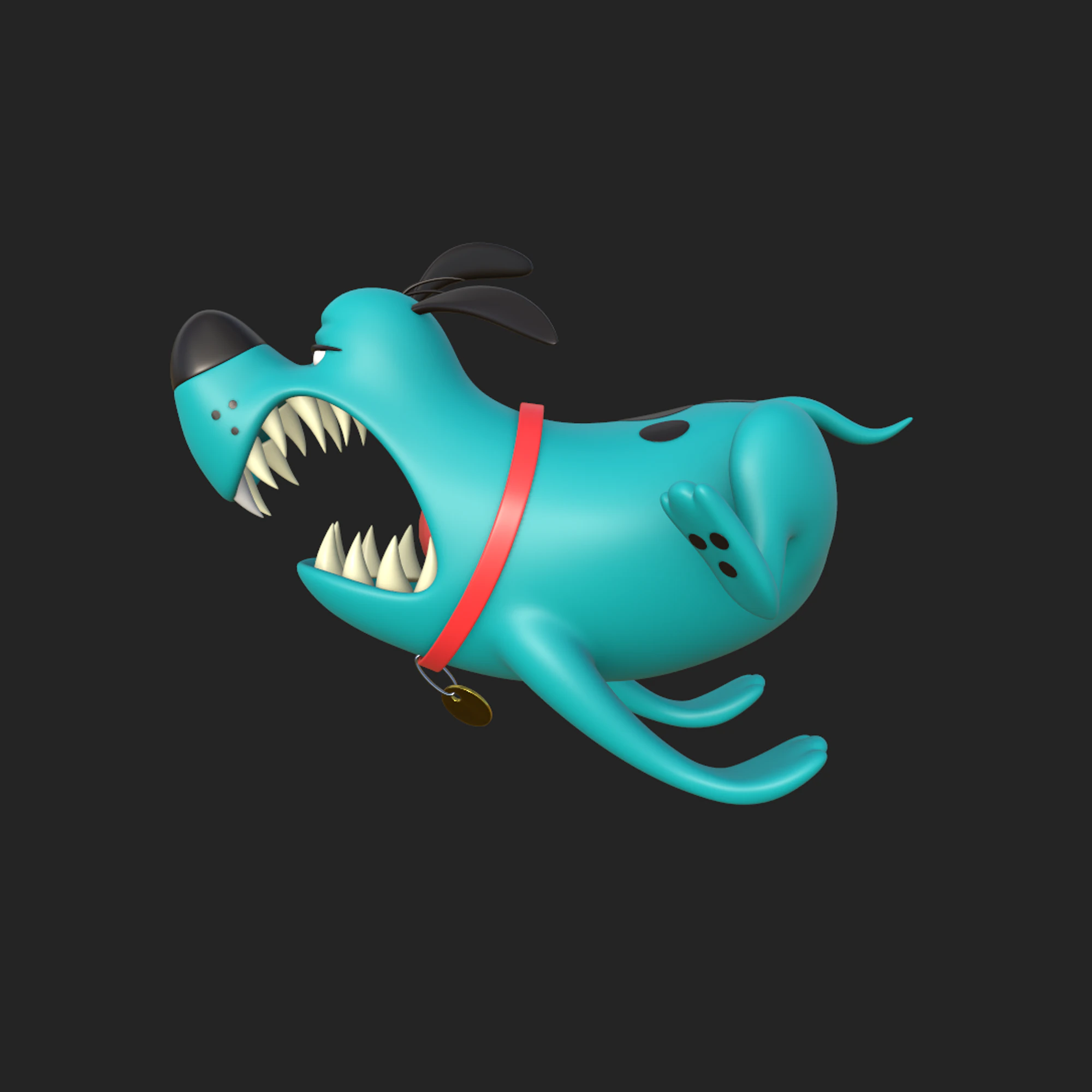 Blue dog cartoon 3D Model .c4d .max .obj .3ds .fbx .stl .blend 
