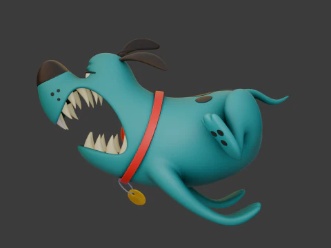 Blue dog cartoon 3D Model