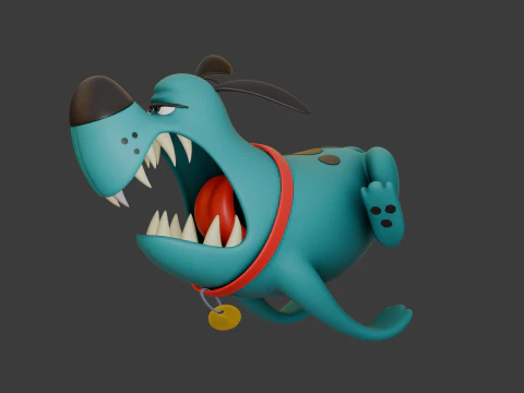 Blue dog cartoon 3D Model