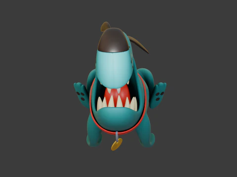 Blue dog cartoon 3D Model