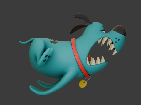 Blue dog cartoon 3D Model