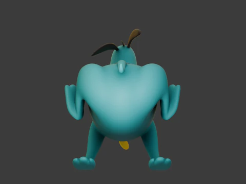 Blue dog cartoon 3D Model