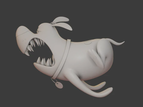 Blue dog cartoon 3D Model