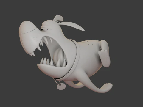 Blue dog cartoon 3D Model
