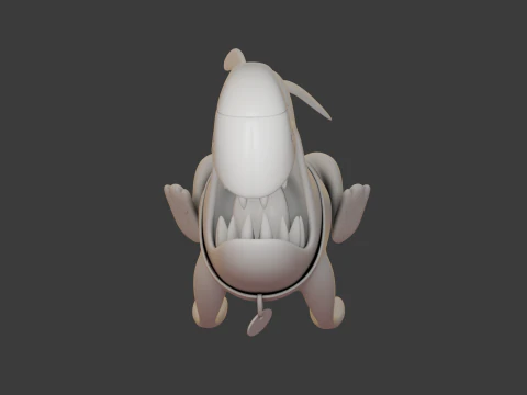 Blue dog cartoon 3D Model