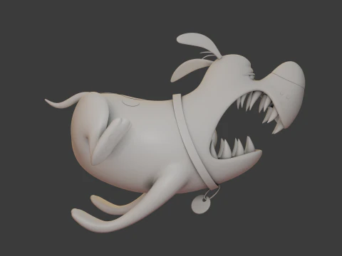 Blue dog cartoon 3D Model