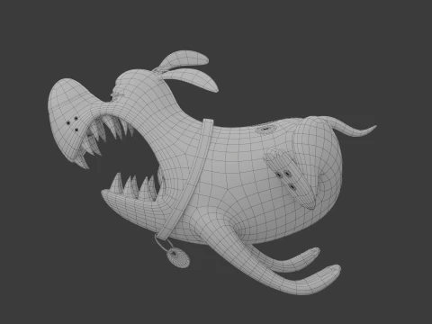 Blue dog cartoon 3D Model