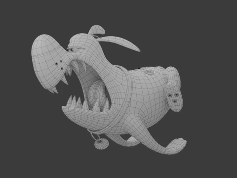 Blue dog cartoon 3D Model