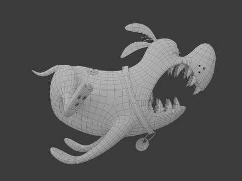 Blue dog cartoon 3D Model