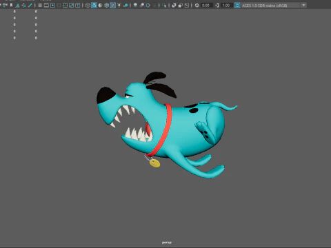 Blue dog cartoon 3D Model