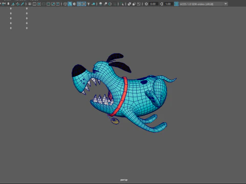 Blue dog cartoon 3D Model