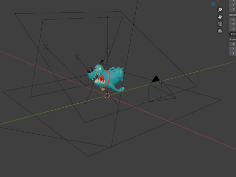 Blue dog cartoon 3D Model
