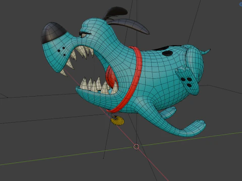 Blue dog cartoon 3D Model
