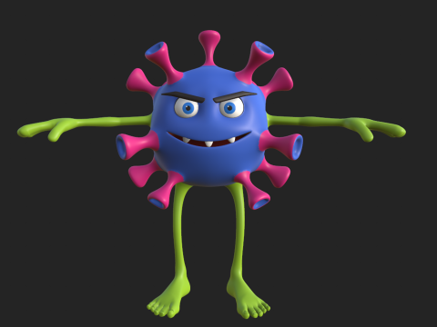 Virus cartoon 3D Модель